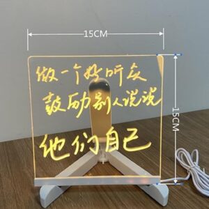 3D Acrylic Glowing LED Message Board with 12 pens (15*15 cm)