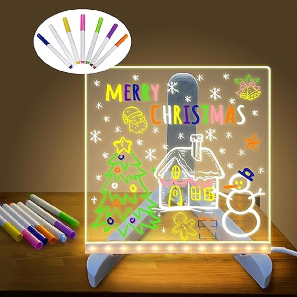 3D Acrylic Glowing LED Message Board with 12 pens (15*15 cm) - Image 2
