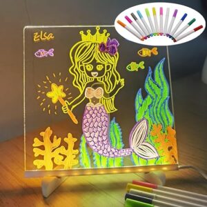 3D Acrylic Glowing LED Message Board with 12 pens (20*20 cm)