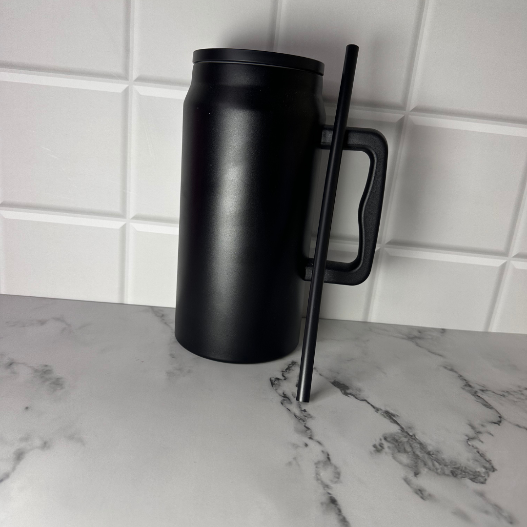 1500 ml Stainless Steel Large Travel Tumbler with Handle and Leak proof Lid & Straw (only black) - Image 7