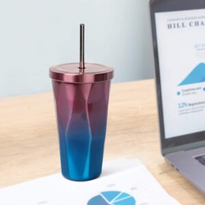 Stainless Steel Diamond Cut Shape Double Wall Vacuum Tumbler with Lid and straw