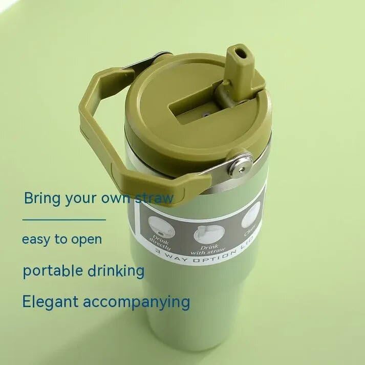 900 ml Stainless Steel Travel Tumbler with Straw & Lid(only mix color) - Image 8
