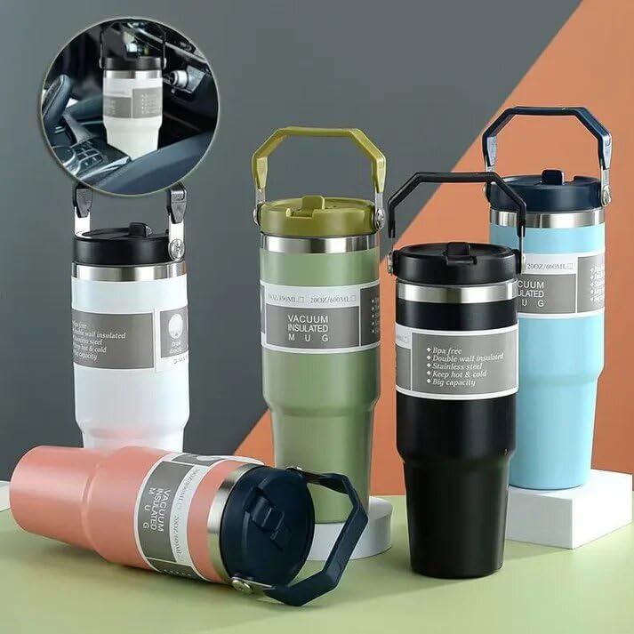 900 ml Stainless Steel Travel Tumbler with Straw & Lid(only mix color) - Image 11