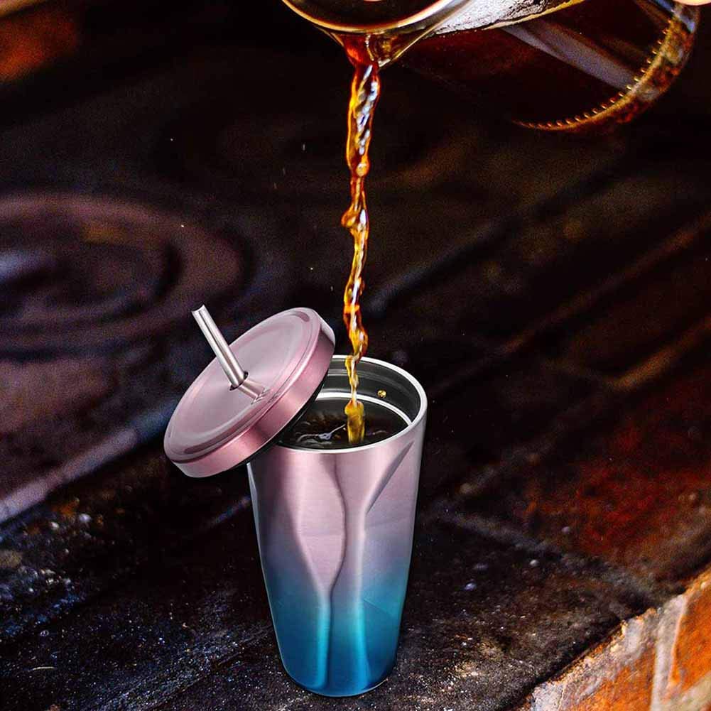 Stainless Steel Diamond Cut Shape Double Wall Vacuum Tumbler with Lid and straw - Image 5