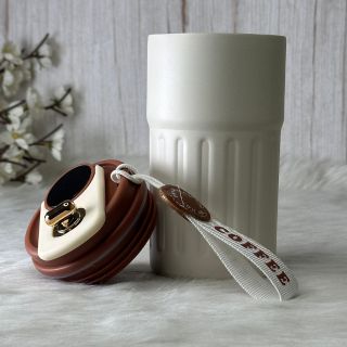 Double Wall Vacuum Insulated Coffee Tumbler with temperature display 420 ml - Beige - Image 7