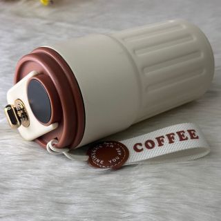 Double Wall Vacuum Insulated Coffee Tumbler with temperature display 420 ml - Beige - Image 6