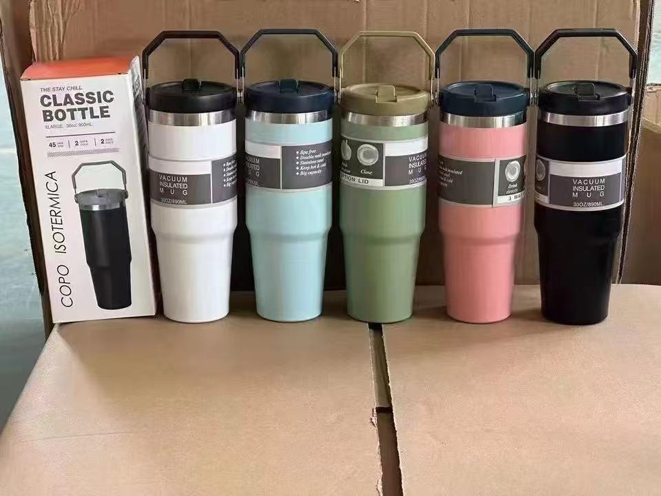 900 ml Stainless Steel Travel Tumbler with Straw & Lid(only mix color) - Image 4