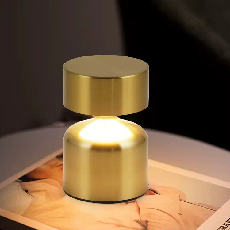 Mini Metal Table Gold Lamp with 3 color changing mode