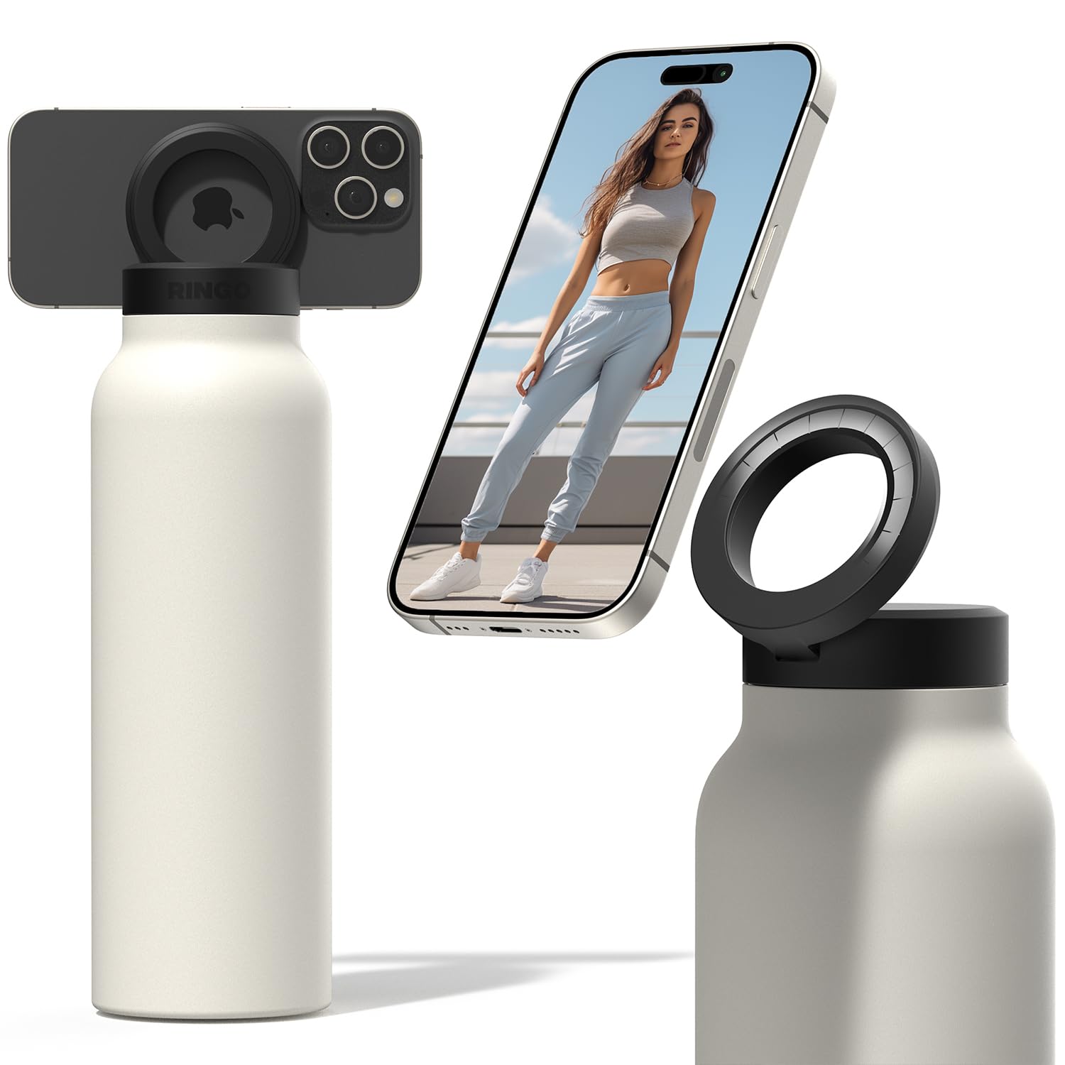 800 ml Double Wall Vacuum Insulated sports Bottles with Magnetic Cell Phone Holder - Image 4