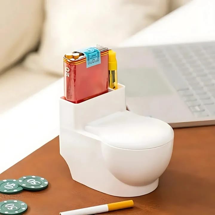 Toilet Ashtray - Quirky White Toilet-Shaped Cigarette Holder Ashtray - Image 5