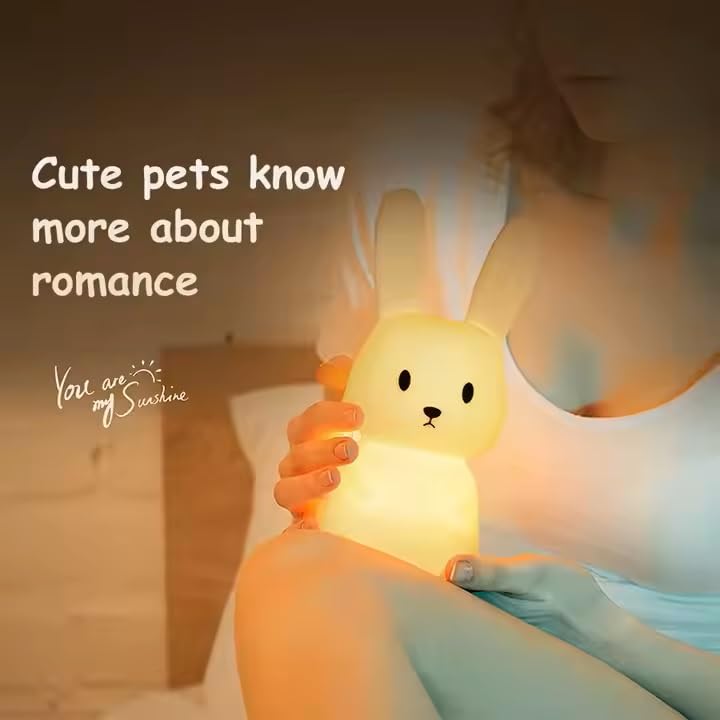 Silicone Sitting Bunny Rechargeable LED Night Lamp - Image 7