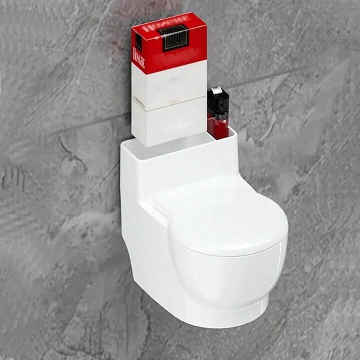 Toilet Ashtray - Quirky White Toilet-Shaped Cigarette Holder Ashtray - Image 3