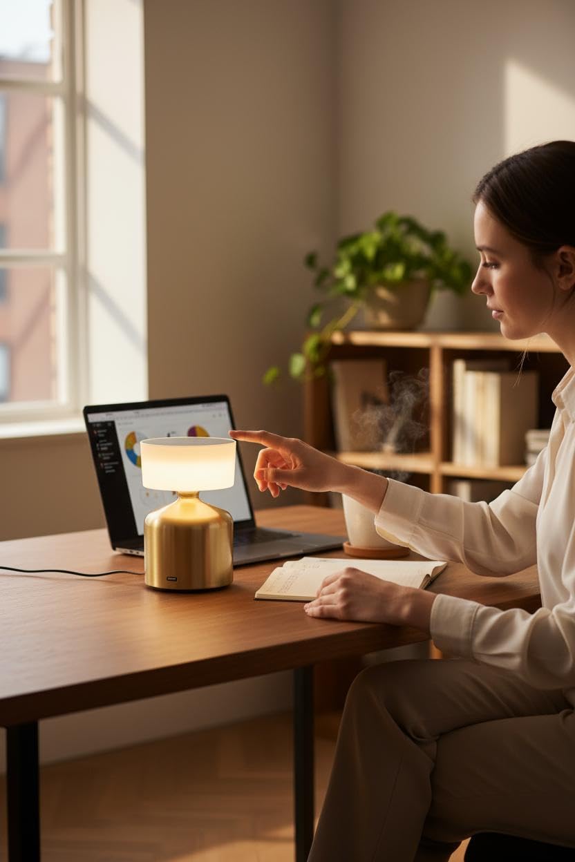 3 Colour Touch Control USB Charging Decorative Metal Modern Golden Table Lamp - Image 2