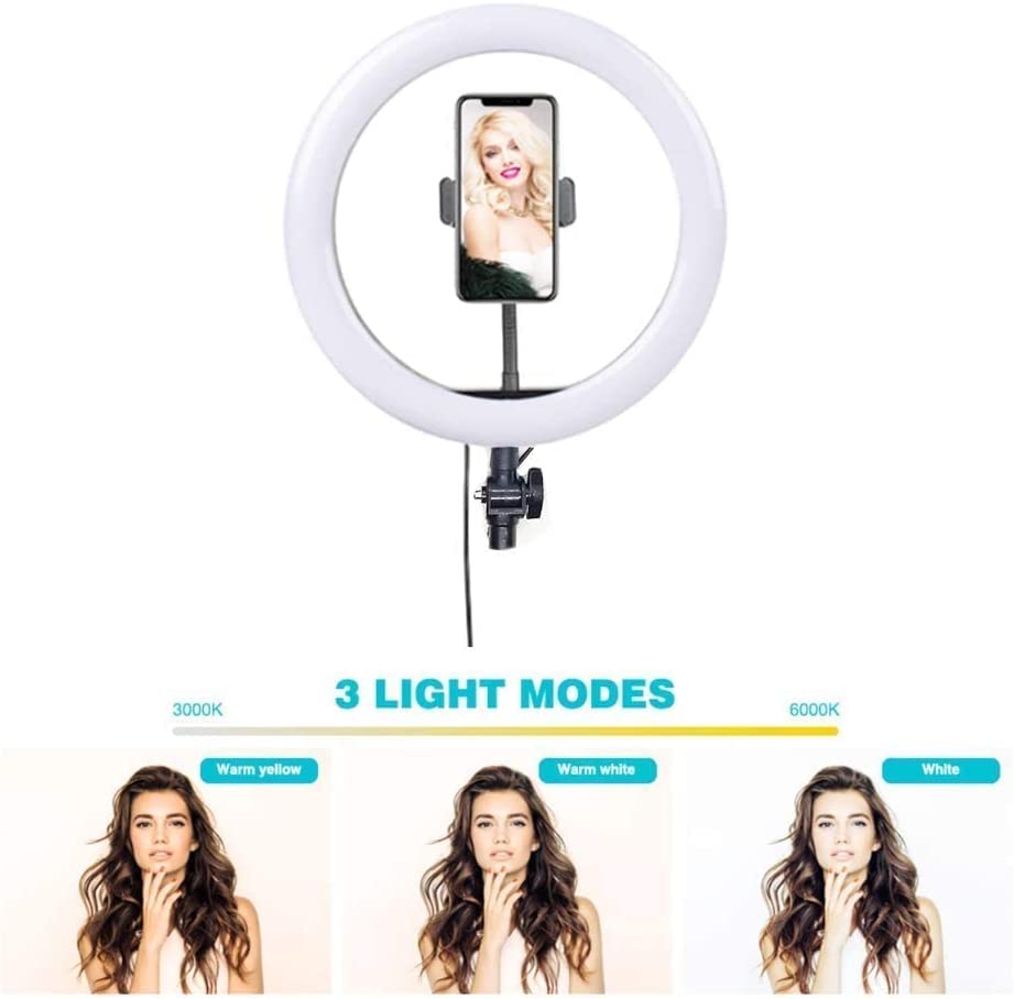 10 Inch LED Ring Light with 3 Level Brightness Dimmable Lighting for Vlogging(white) - Image 7
