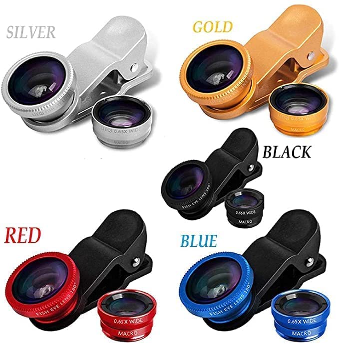 3 in 1 Set Mobile Professional HD Camera Lens with Clip Holder for All Smartphones (Multicolor)
