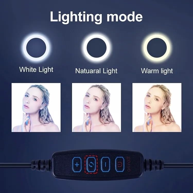 10 Inch LED Ring Light with 3 Level Brightness Dimmable Lighting for Vlogging(white) - Image 3