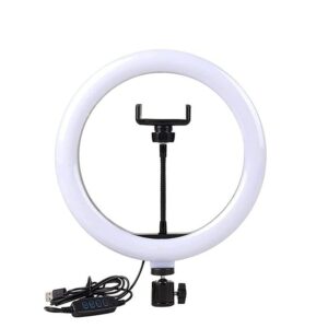 10 Inch LED Ring Light with 3 Level Brightness Dimmable Lighting for Vlogging(white)