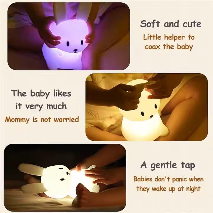 Silicone Sitting Bunny Rechargeable LED Night Lamp - Image 2