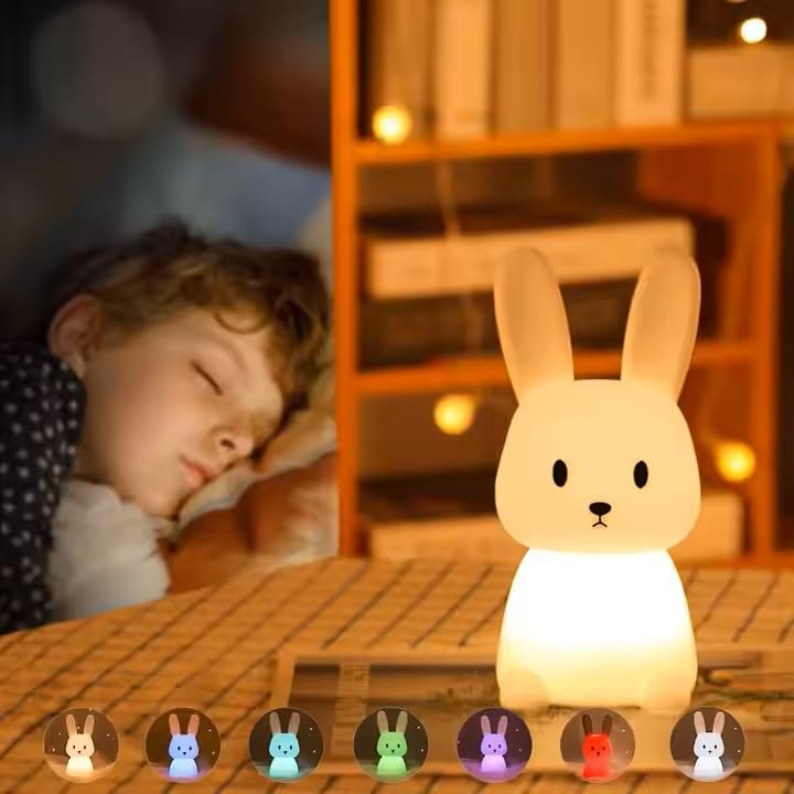 Silicone Sitting Bunny Rechargeable LED Night Lamp - Image 6