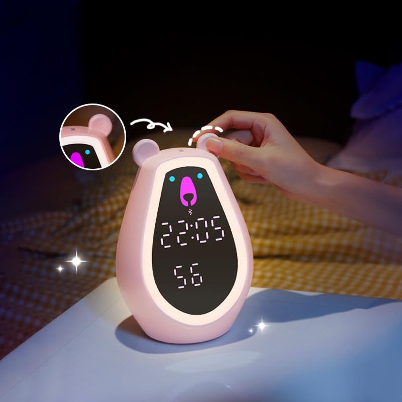 Adorable Bear Alarm Clock with Digital Mirror & Gesture Sensing Makeup Light – Snooze Mode(mix color only) - Image 6