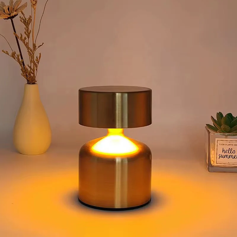 Mini Metal Table Gold Lamp with 3 color changing mode - Image 2
