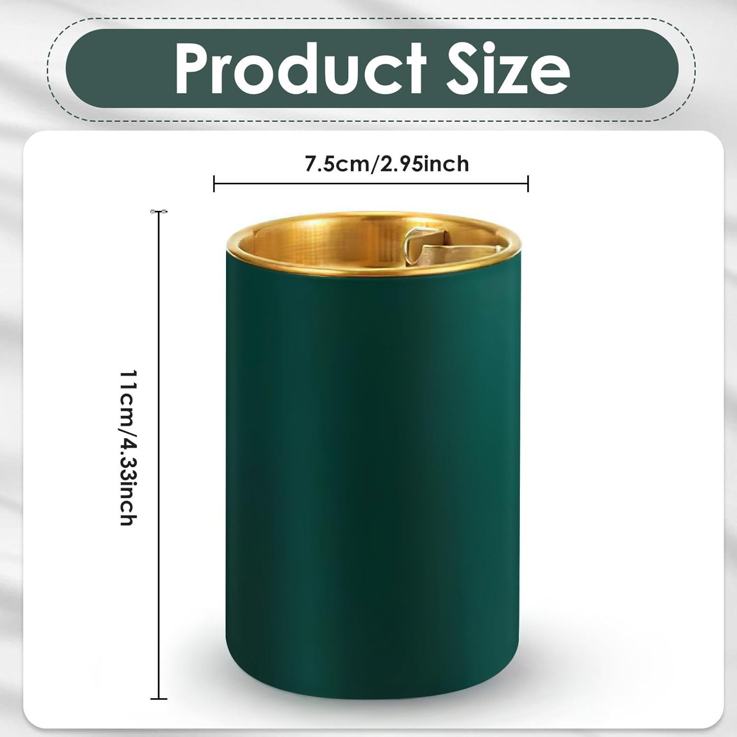 Stainless Steel Ash Tray with Lid & Cigarette Holder (Green, Silver) - Image 10