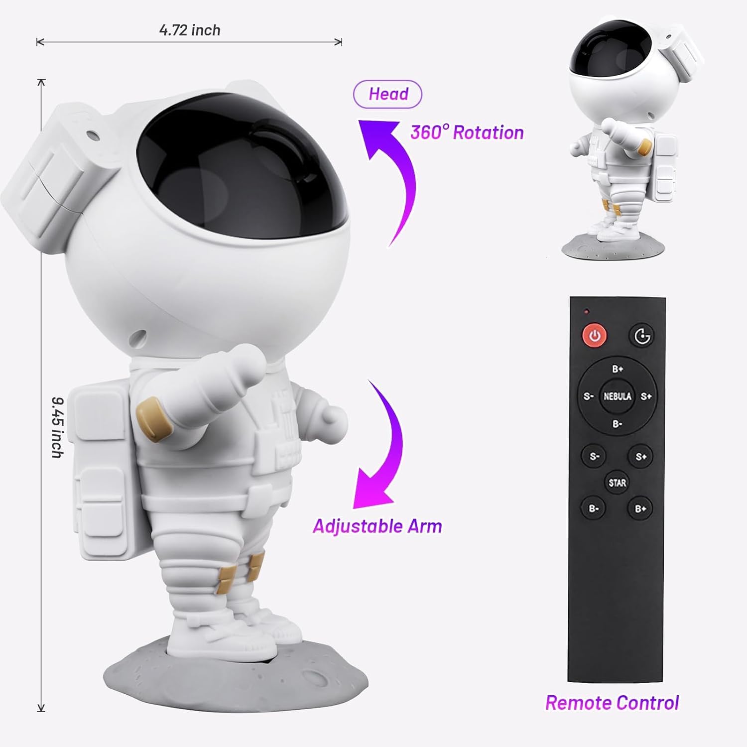 Astronaut Galaxy Projector with Remote Control - 360° Adjustable - Image 8