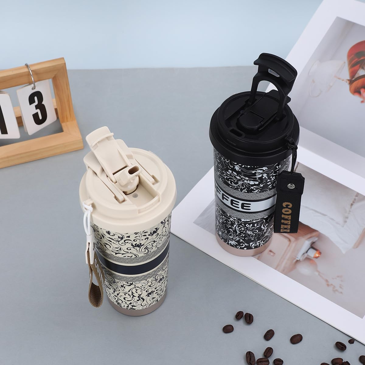 Stainless Steel Coffee Travel Sipper with Straw & Flip Lid (550 ML) - Image 3