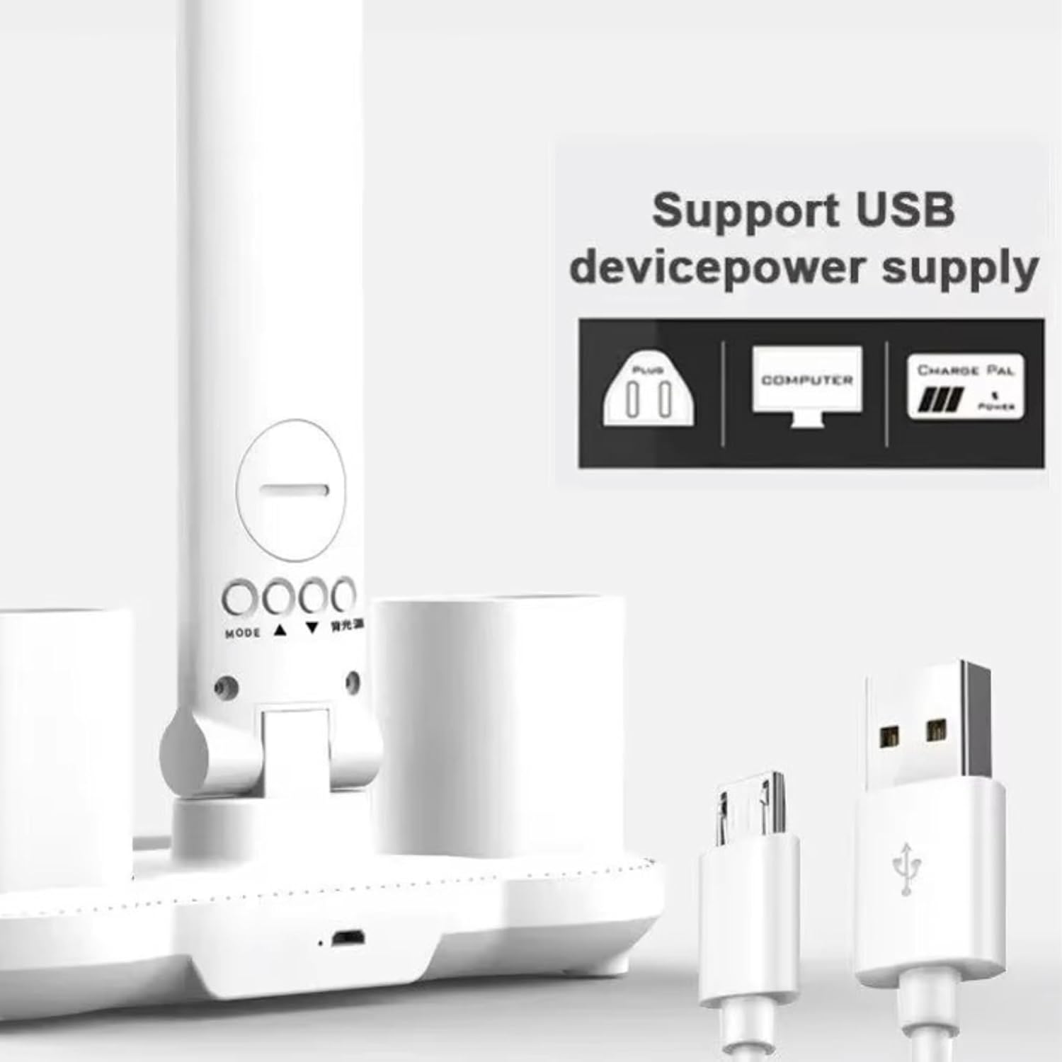 7 in 1 Dual Head LED Desk Lamp with clock display(White) - Image 5