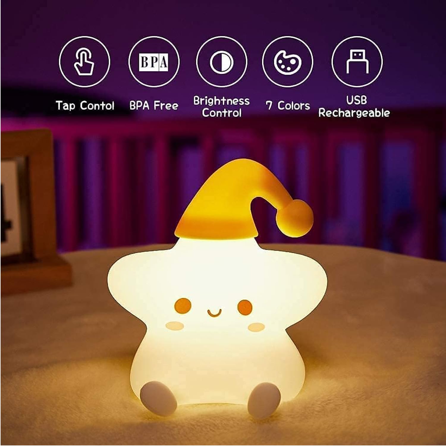 7 Color Changing Silicone Star Night Light for Kids Bedroom and Gifting - Image 7