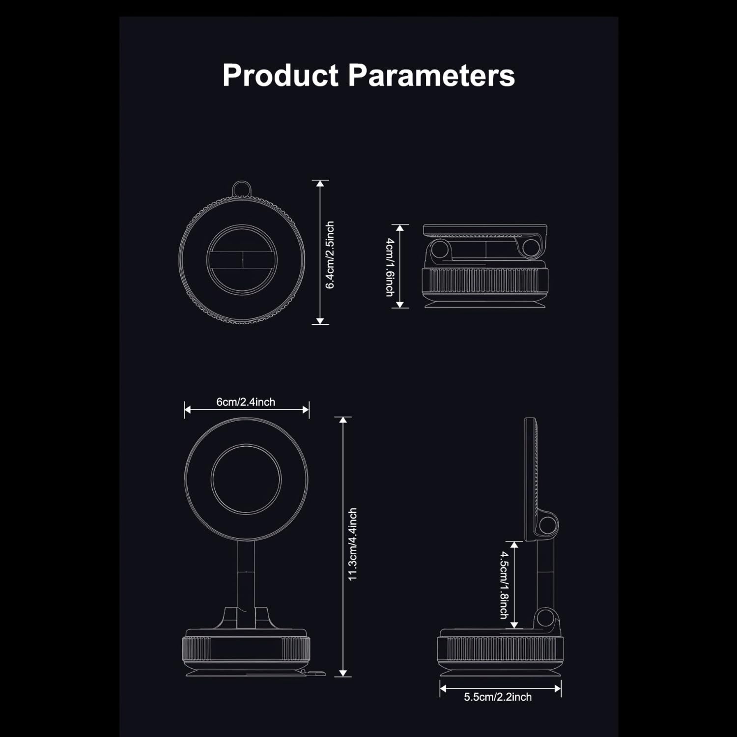 Vacuum Suction Mount 360 Adjustable Magnetic Phone Holder (K009 black) - Image 7