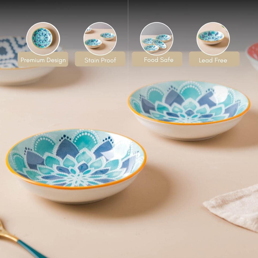 Ceramic Round Snack Plate Set of 4 - Image 5