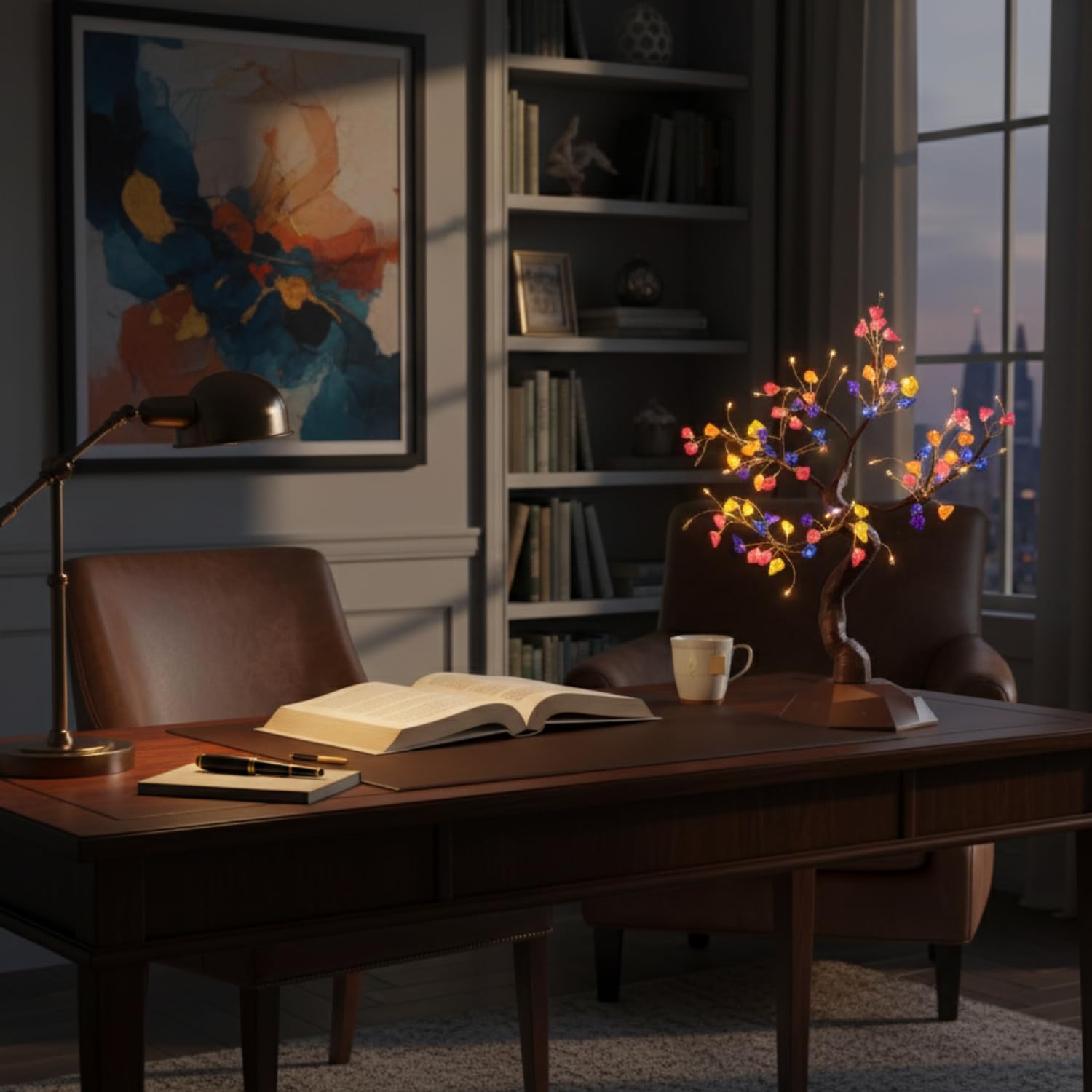 Stone Palm Tree LED Table Lamp Decorative Bonsai Light with Adjustable Branches - Image 9