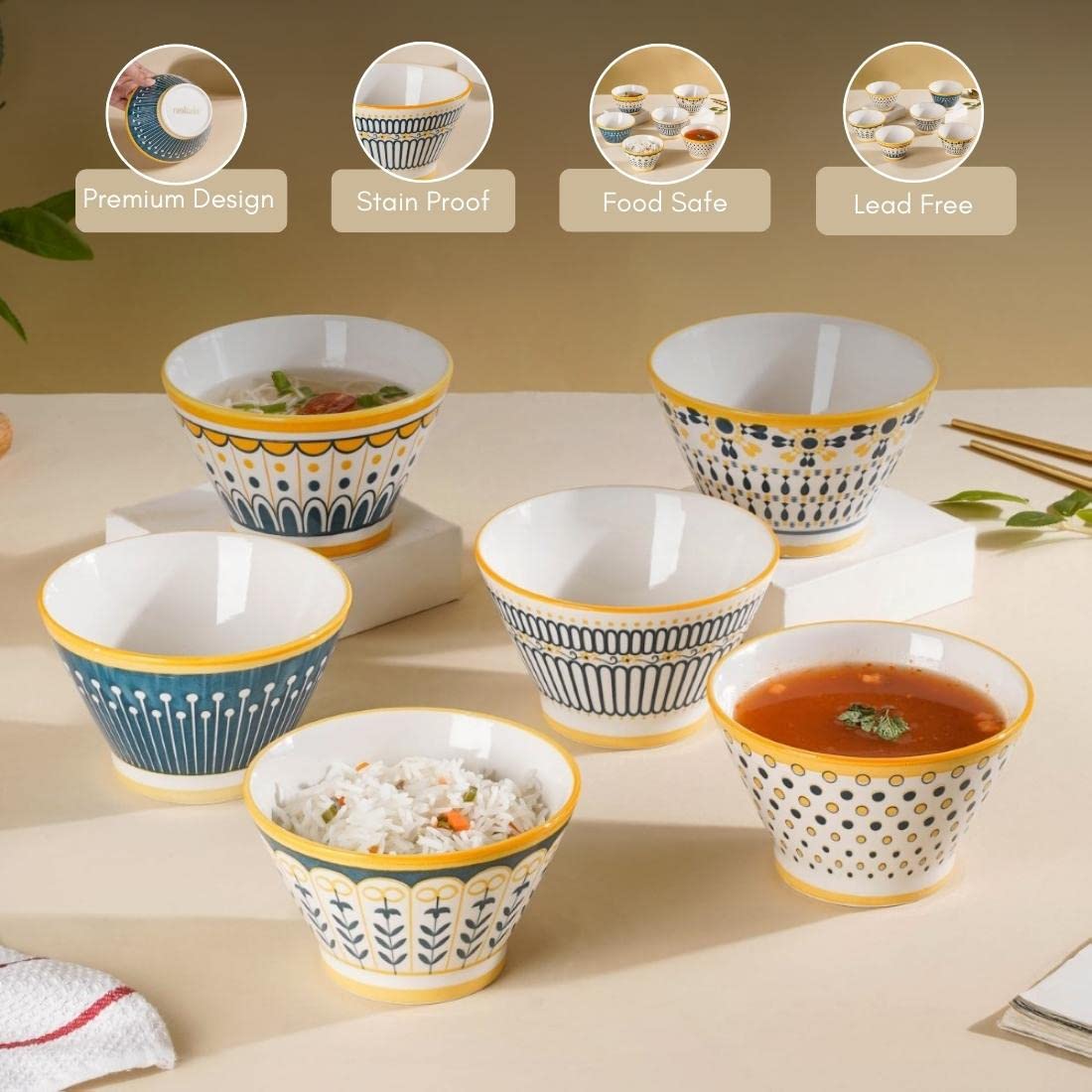Ceramic Ramen Bowls Set of 6 (350 ml each) - Image 5