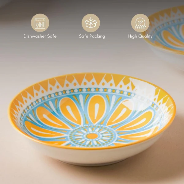 Vibrant Sunshine Bloom Ceramic Bowls – Set of 4 (220ml each) - Image 5