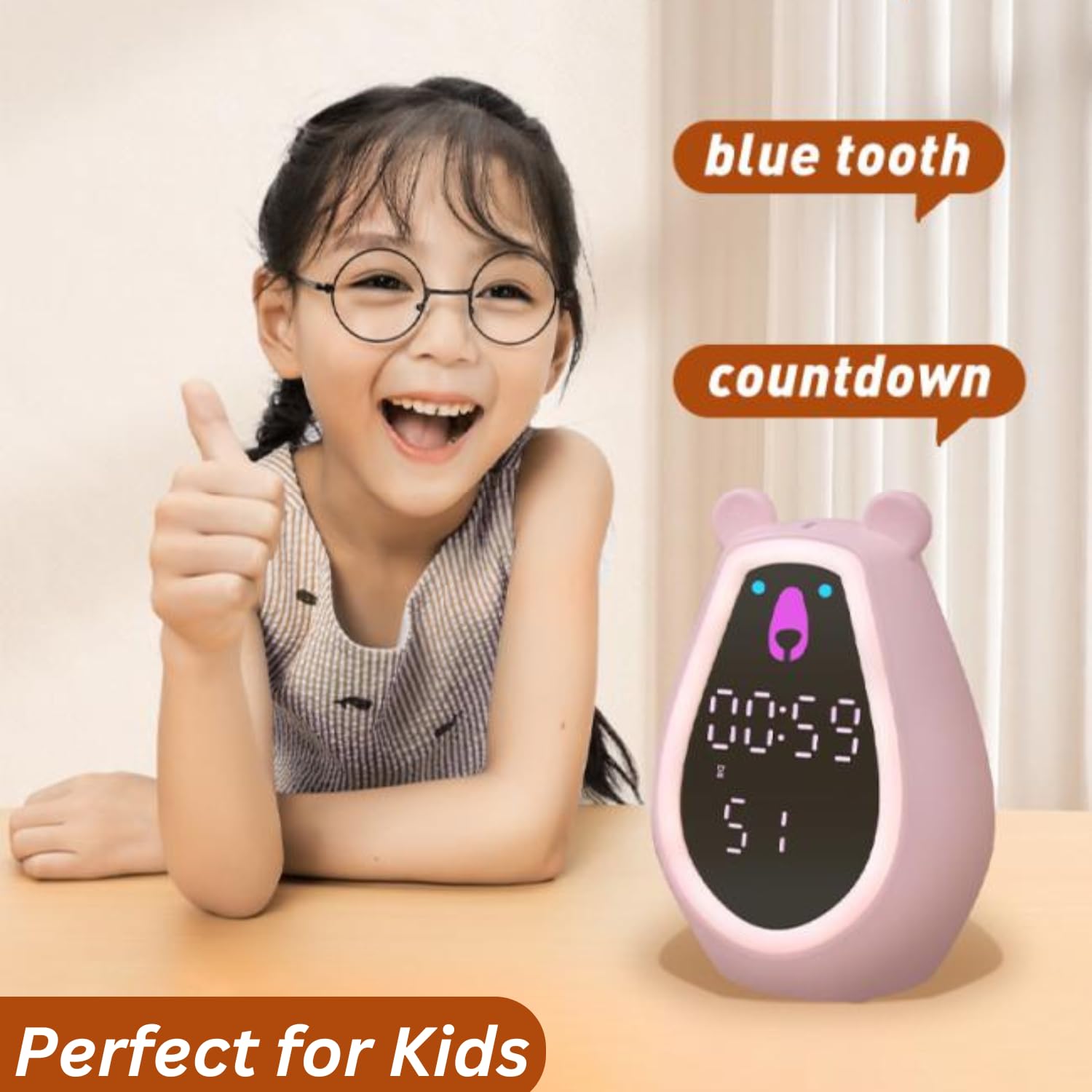 Adorable Bear Alarm Clock with Digital Mirror & Gesture Sensing Makeup Light – Snooze Mode(mix color only) - Image 12