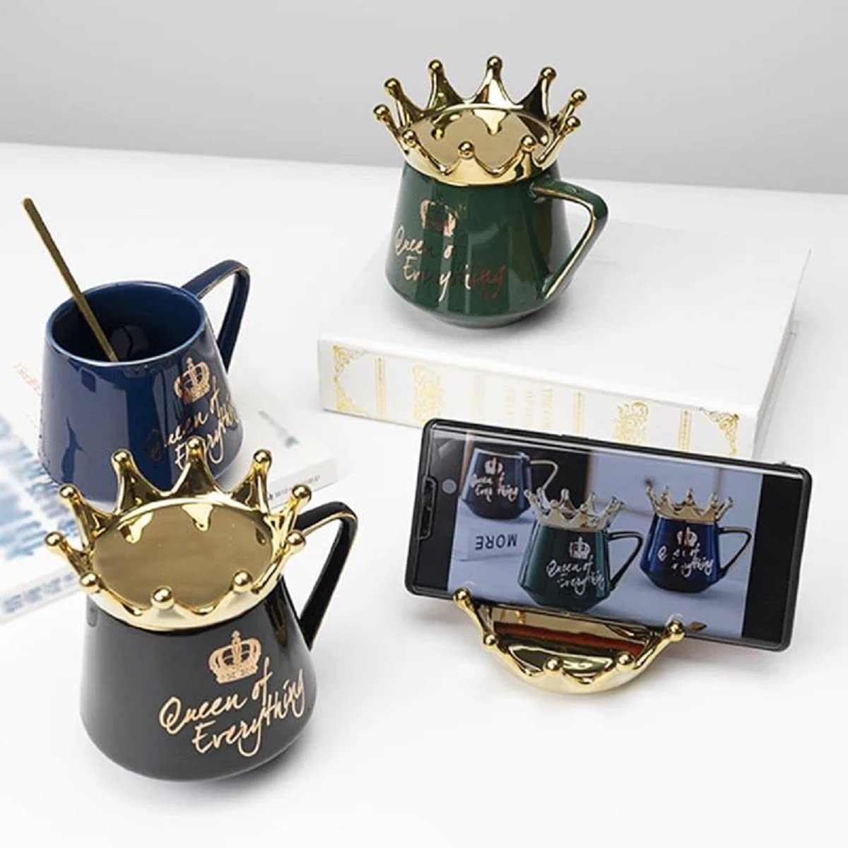 Queen of Everything Mug with Golden Crown & Spoon 350ml(mix color only) - Image 7