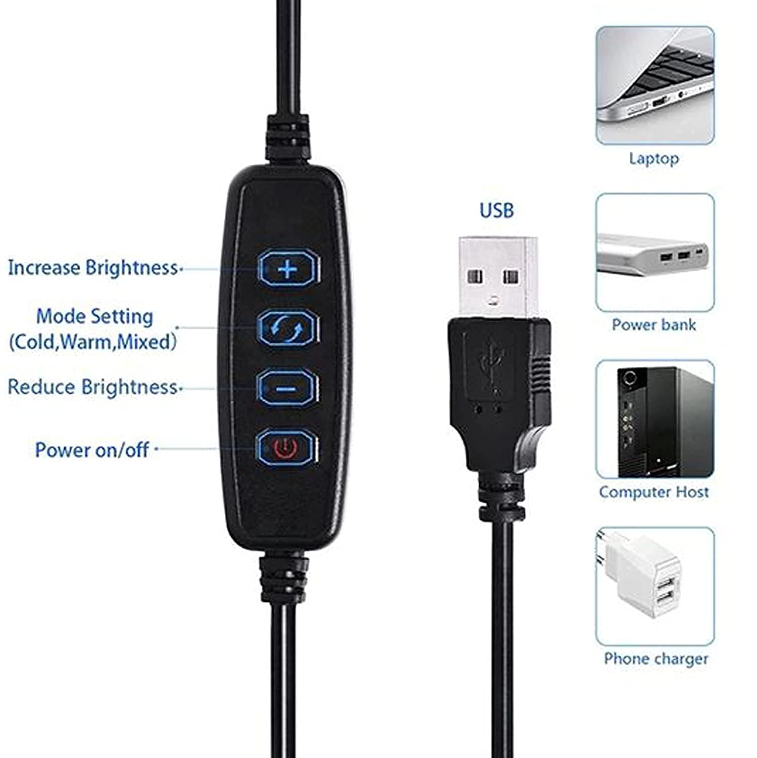 10 Inch LED Ring Light with 3 Level Brightness Dimmable Lighting for Vlogging(white) - Image 8