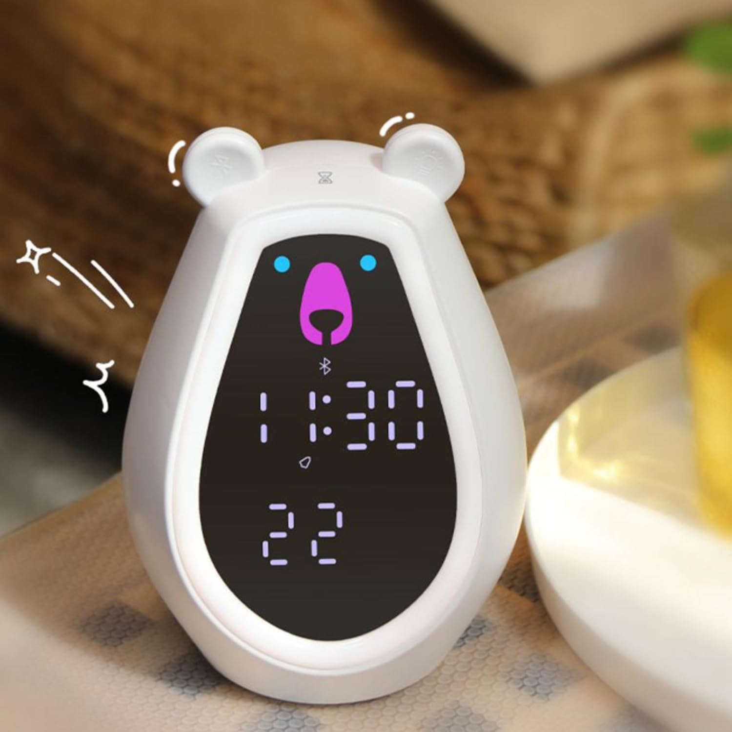 Adorable Bear Alarm Clock with Digital Mirror & Gesture Sensing Makeup Light – Snooze Mode(mix color only) - Image 2