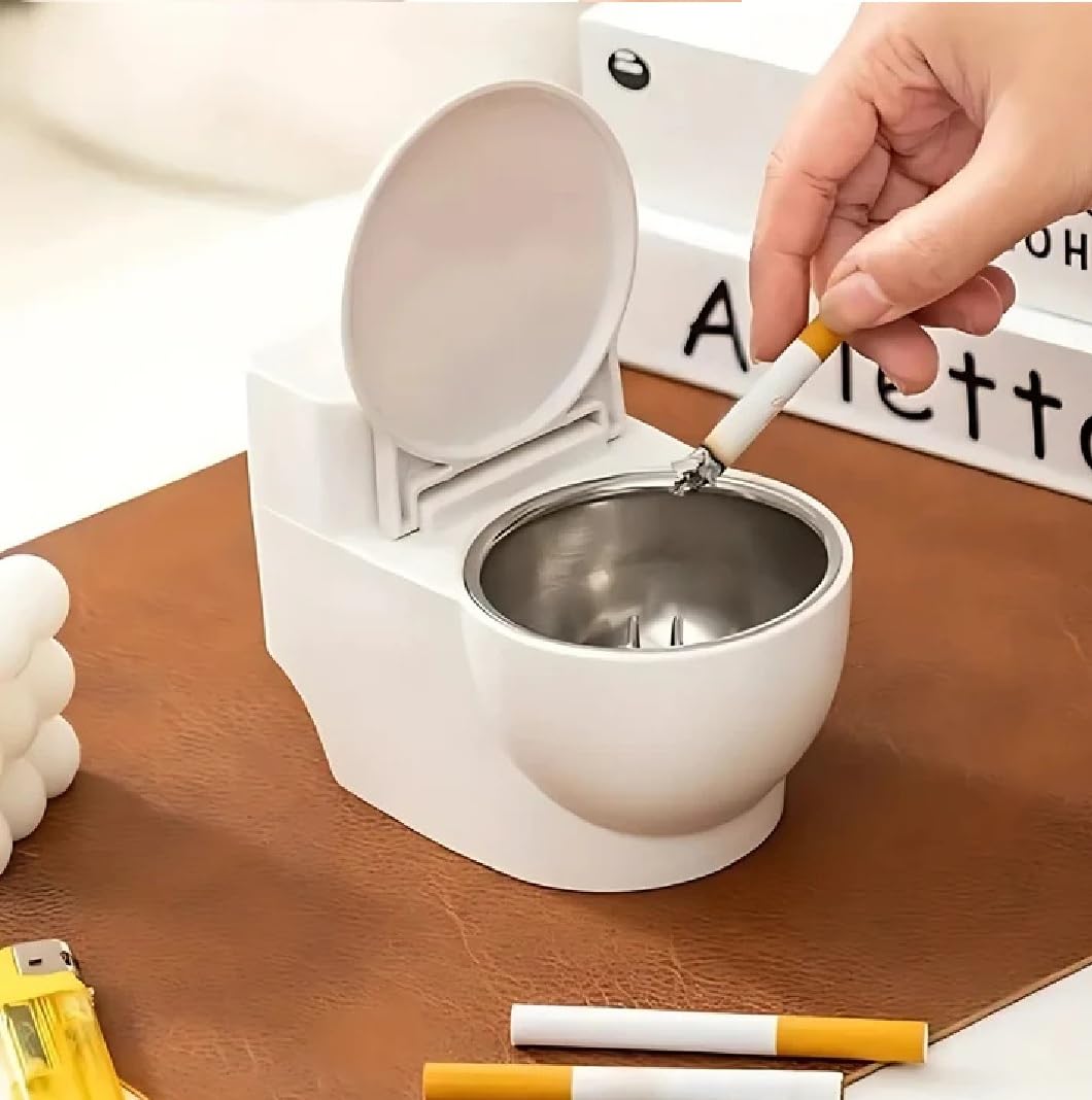 Toilet Ashtray - Quirky White Toilet-Shaped Cigarette Holder Ashtray