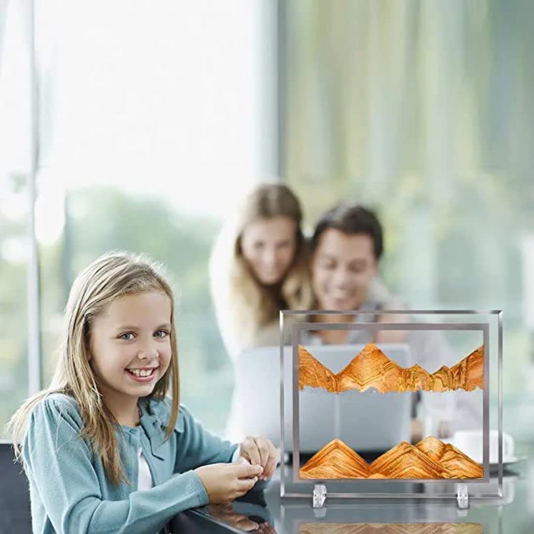 3D Moving Sand Art Picture Glass Liquid Painting(12 inch random color only)