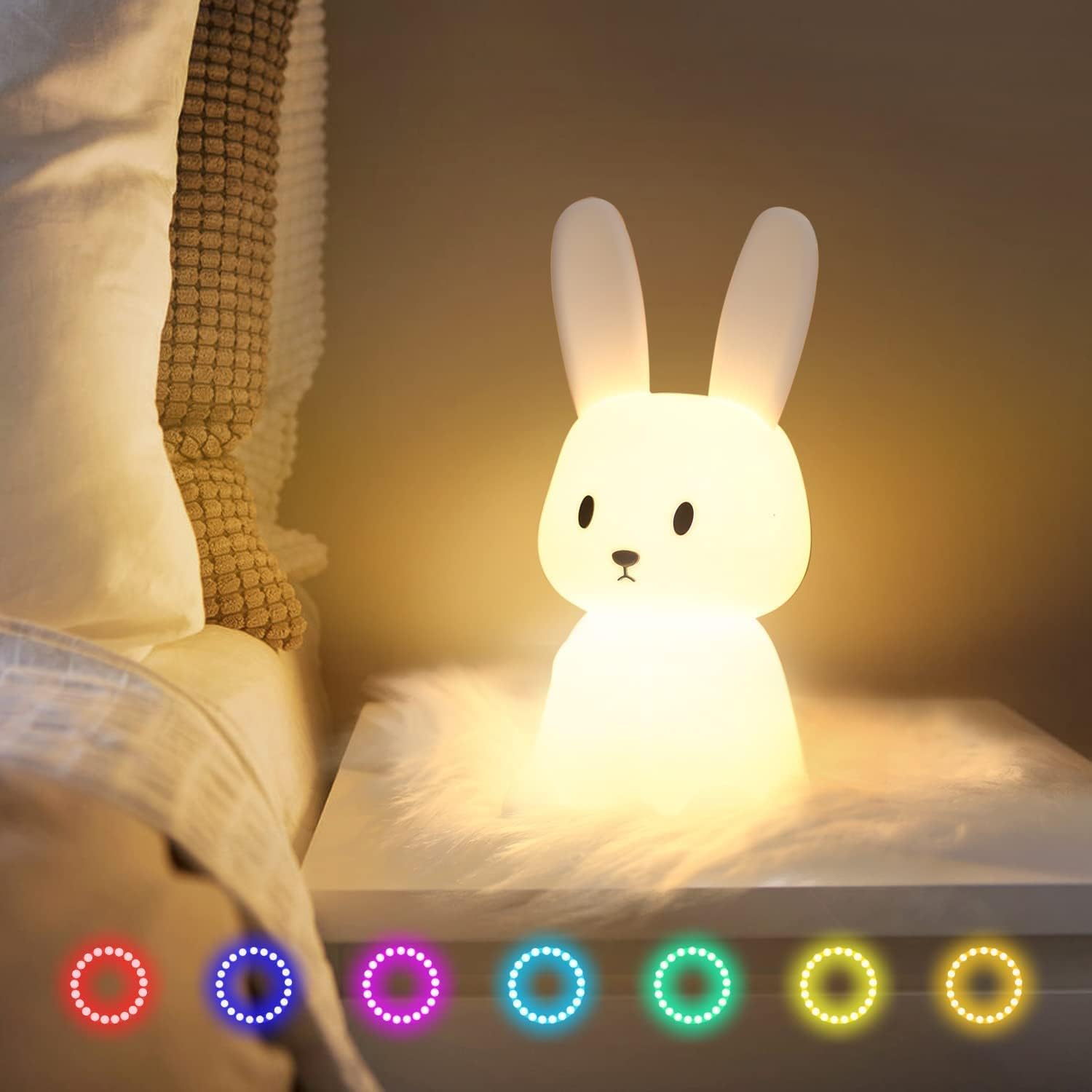 Silicone Sitting Bunny Rechargeable LED Night Lamp - Image 8
