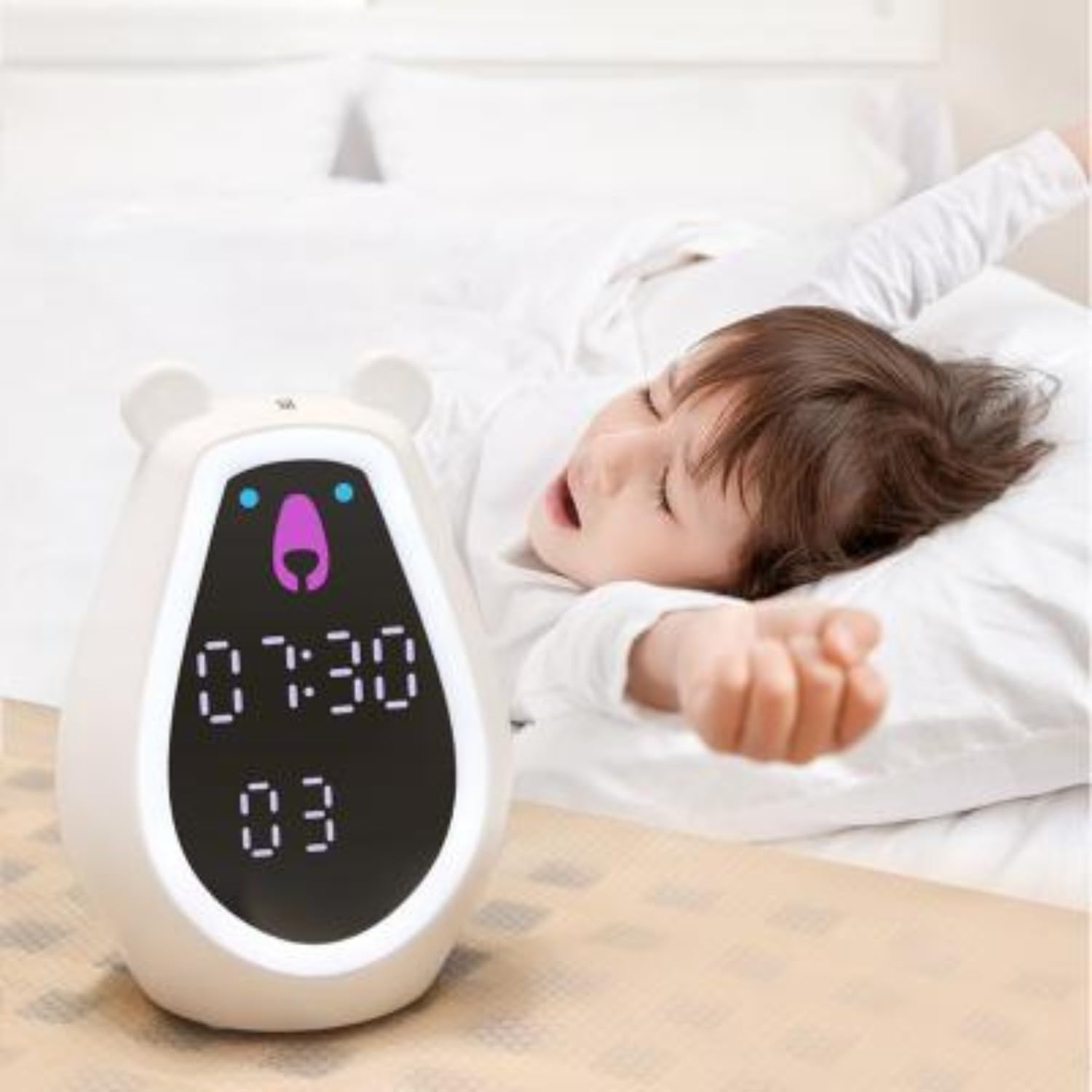 Adorable Bear Alarm Clock with Digital Mirror & Gesture Sensing Makeup Light – Snooze Mode(mix color only) - Image 3