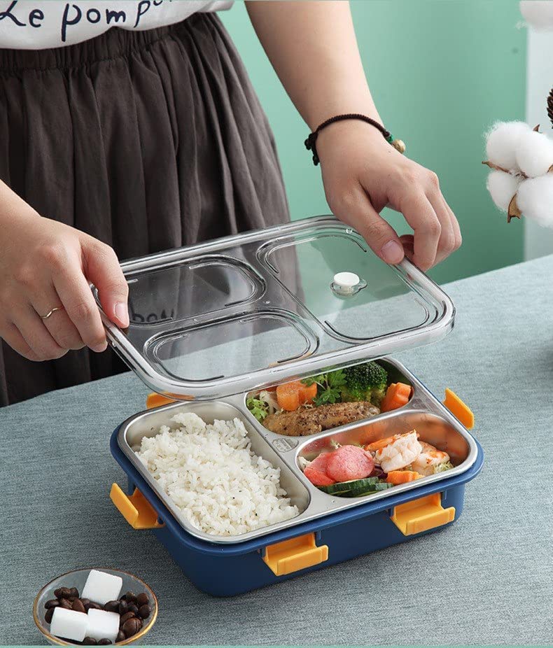 3 Compartment Stainless Steel Insulated Lunch Box for Kids, Boys and Girls, Home & Office(mix color only) - Image 5