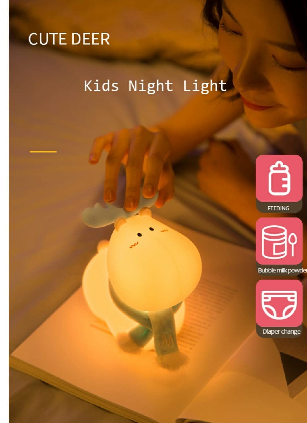 Silicone Color Changing Reindeer Night Lamp for Kids - Image 3