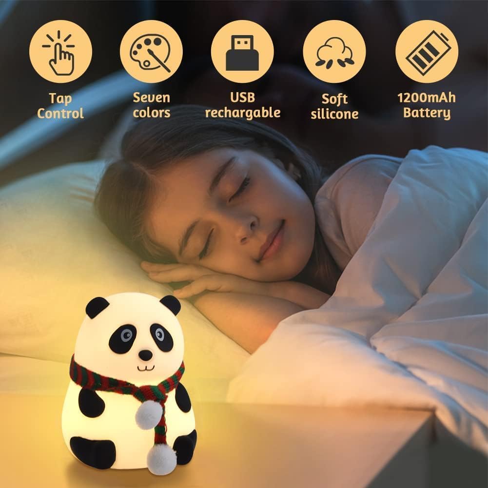 Rechargeable & Color changing Cute Silicone Panda Night Light Kids Lamp - Image 4