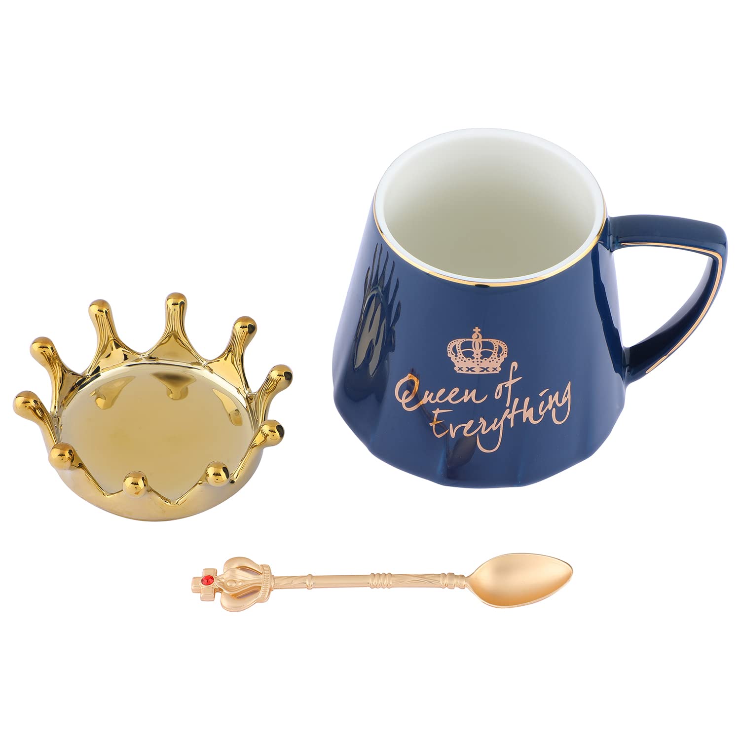Queen of Everything Mug with Golden Crown & Spoon 350ml(mix color only) - Image 5
