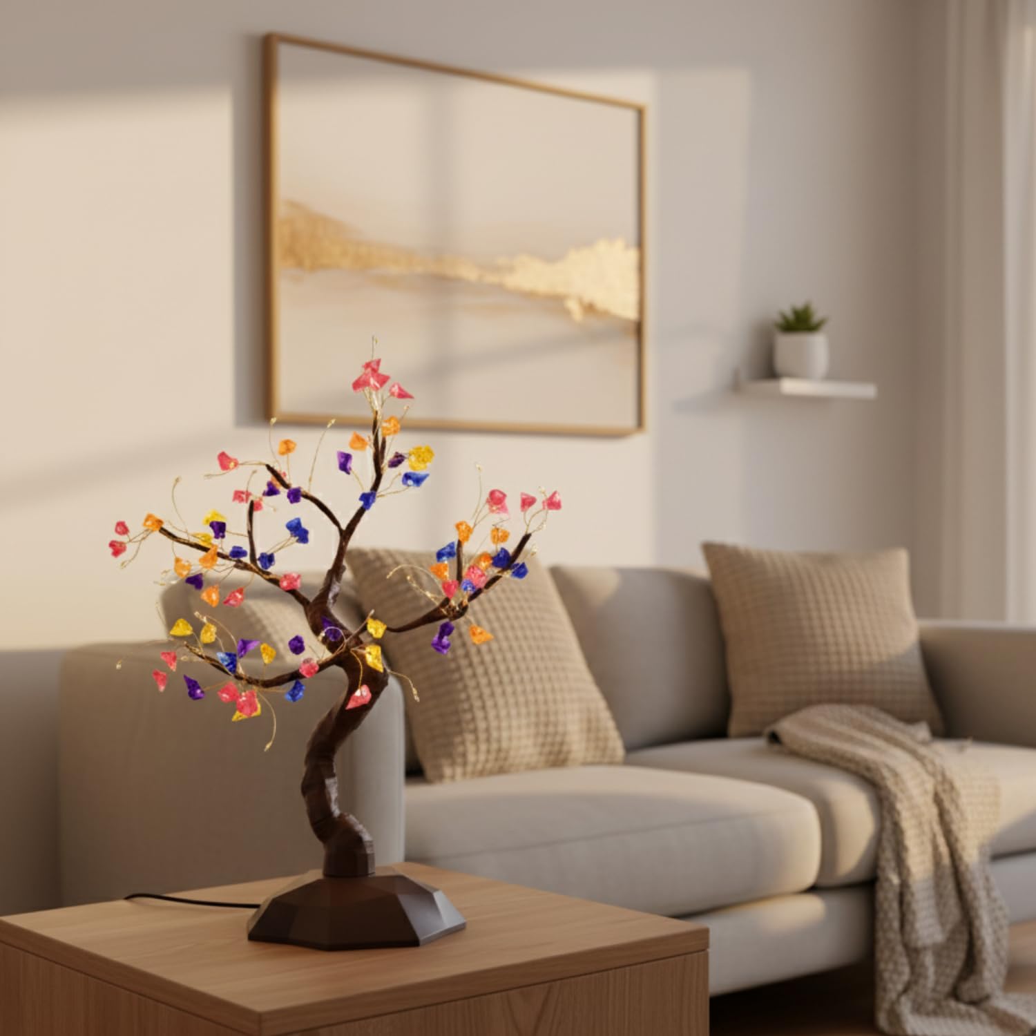 Stone Palm Tree LED Table Lamp Decorative Bonsai Light with Adjustable Branches - Image 5