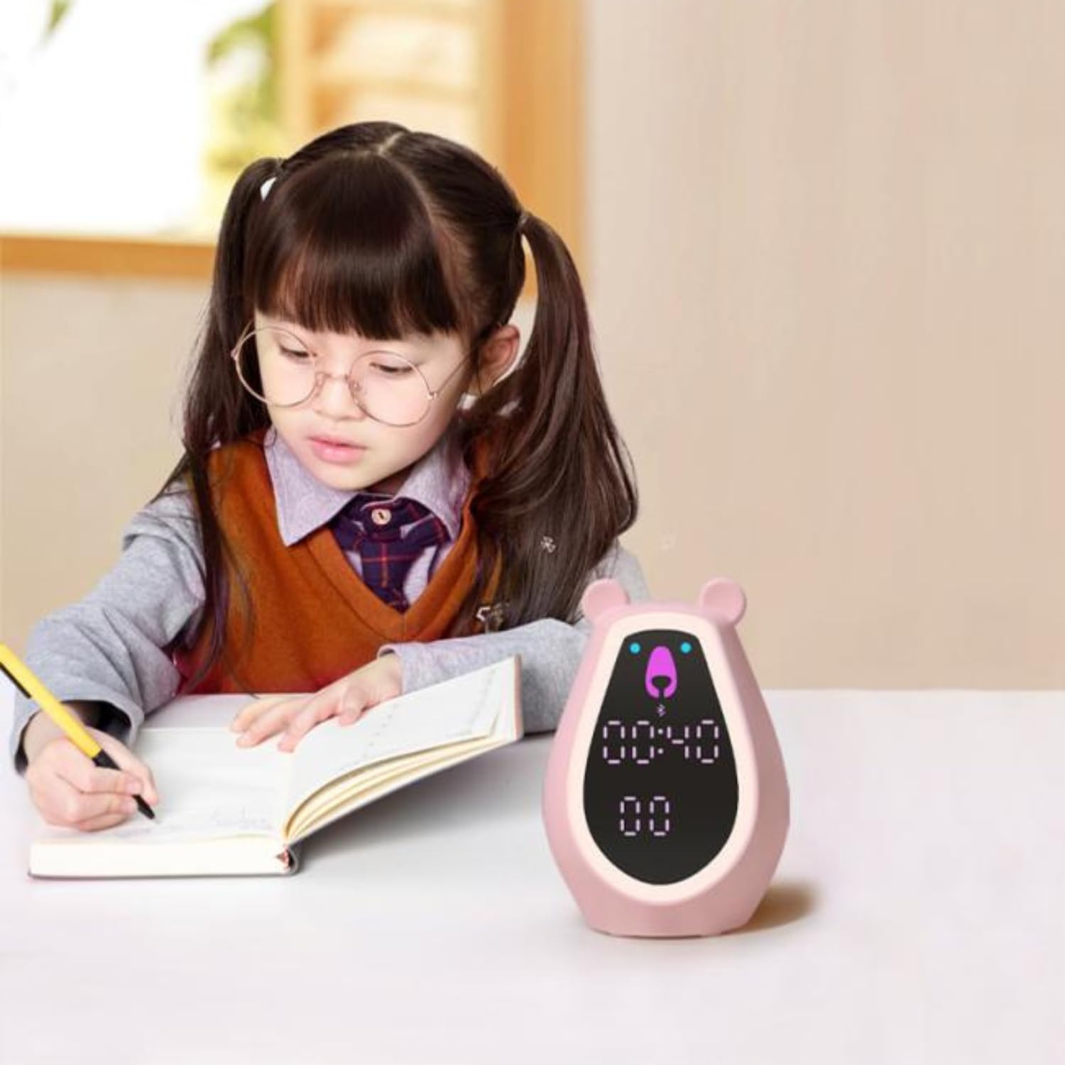 Adorable Bear Alarm Clock with Digital Mirror & Gesture Sensing Makeup Light – Snooze Mode(mix color only) - Image 8