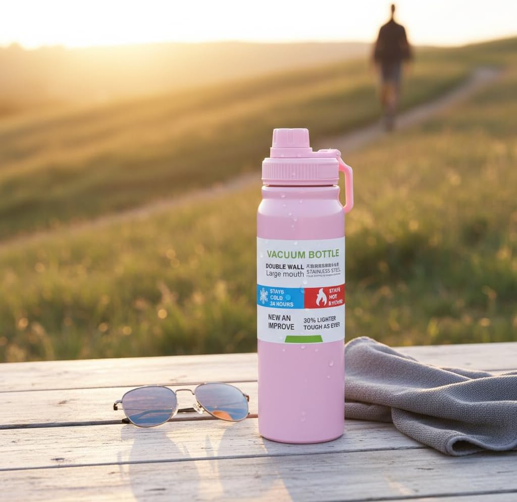 Stainless Steel Water Bottle 1000 ml (Pink)